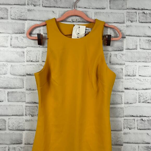Likely Sleeveless Beckett Flounce Hem Flared Sheath Dress Yellow Mustard 4 NEW - Picture 4 of 10